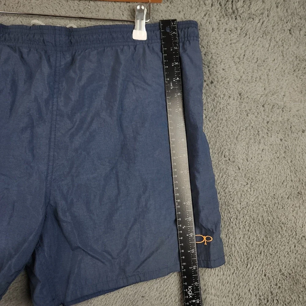 Ocean Pacific Y2K Swim Shorts Mens Med Navy Blue Lined Big Logo Beachwear Surf